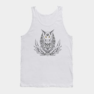 Maine coon black line art Tank Top